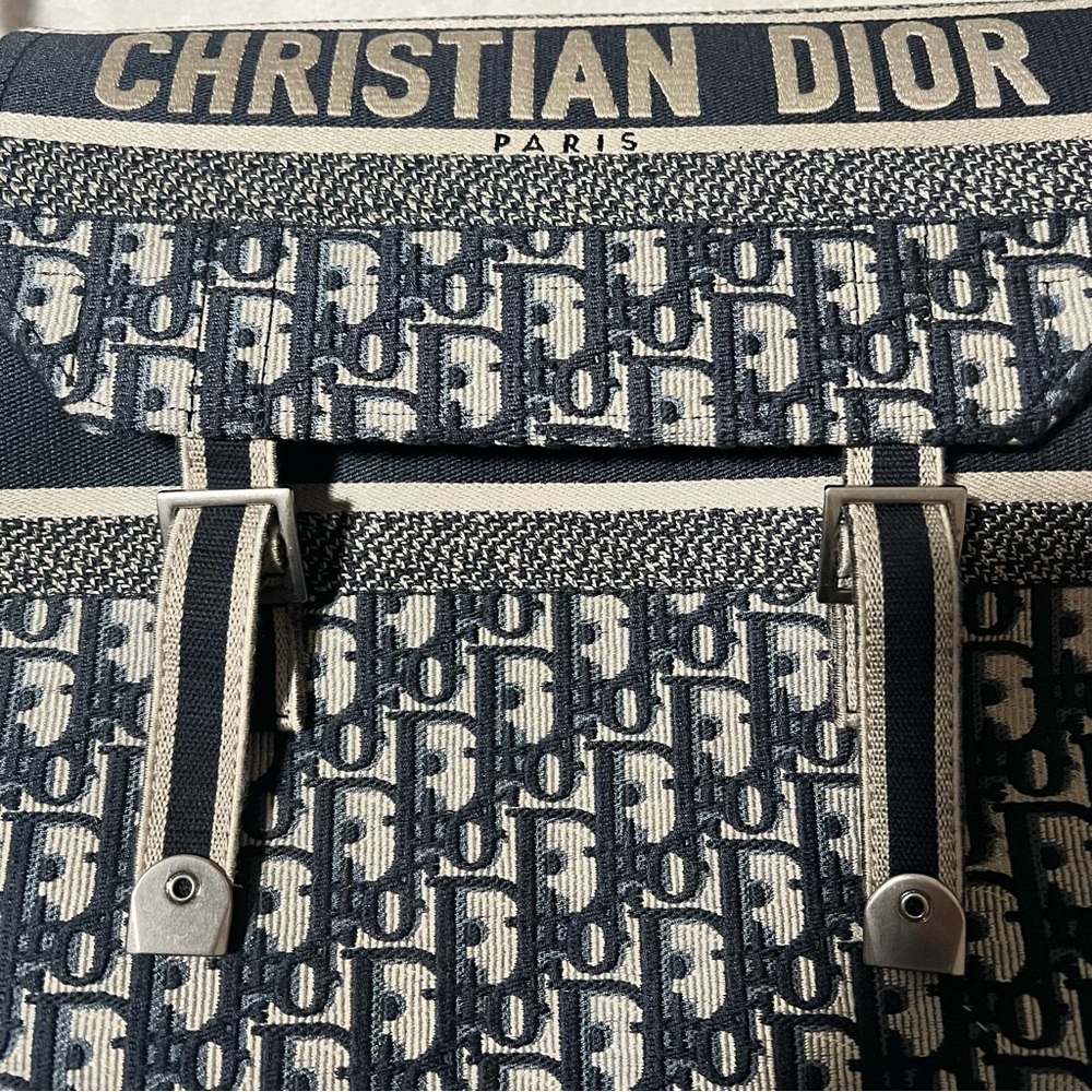 Dior Blue and White Oblique Canvas Crossbody Bag - Picture 6 of 7